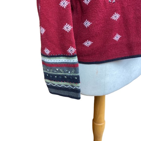 Vintage Woolrich Snowflake Knit Detail Contrast Cuff Ugly Christmas Sweater-M - Picture 2 of 14